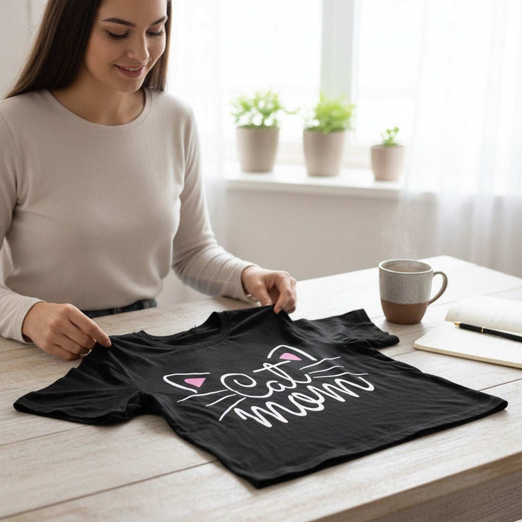Cat Mom Graphic T-Shirt 100% Cotton Women's Casual Short Sleeve Tee